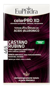 EUPHIDRA COLORPRO XD 465 CAST RUBINO GEL COLORANTE CAPELLI IN FLACONE + ATTIVANTE + BALSAMO + GUANTI