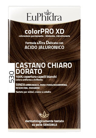EUPHIDRA COLORPRO XD 530 CASTANO CHIARO DORATO GEL COLORANTECAPELLI IN FLACONE + ATTIVANTE + BALSAMO + GUANTI