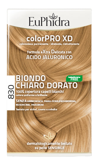 EUPHIDRA COLORPRO XD 830 BIONDO CHIARO DORATO GEL COLORANTECAPELLI IN FLACONE + ATTIVANTE + BALSAMO + GUANTI