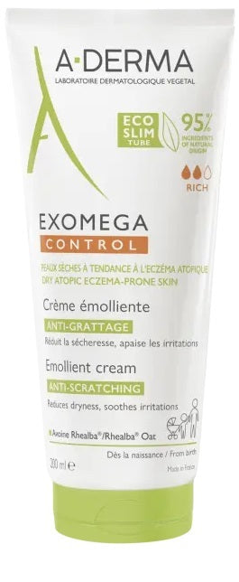 A-DermaExomega Control Crema Emolliente “Anti-grattage” 200ml - Pelle secca e atopica, prurito