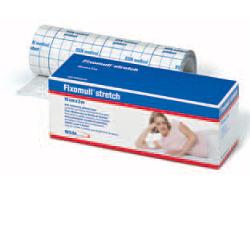 Fascia Autoadesiva Ipoallergenica Fissaggio Cateteri Fixomull Stretch. Supporto In Poliestere Non Tessuto Bianco, Massain Policarbonato Senza Resine E Gomme Naturali. 10X200Cm
