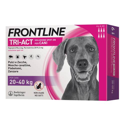 FRONTLINE TRI-ACT*spot-on soluz 6 pipette 4 ml 2.019,2 mg +270,4 mg cani da 20 a 40 Kg