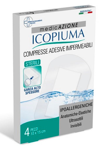 GARZA COMPRESSA ICOPIUMA MEDICATA POSTOPERATORIA 10X15 CM 4PEZZI