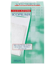 GARZA COMPRESSA IDROFILA IN COTONE PIEGATA STERILE ICOPIUMASENZA FILO DI BARIO TITOLO 12/8 MISURA 18X40 CM IN BUSTA SINGOLA 12 PEZZI