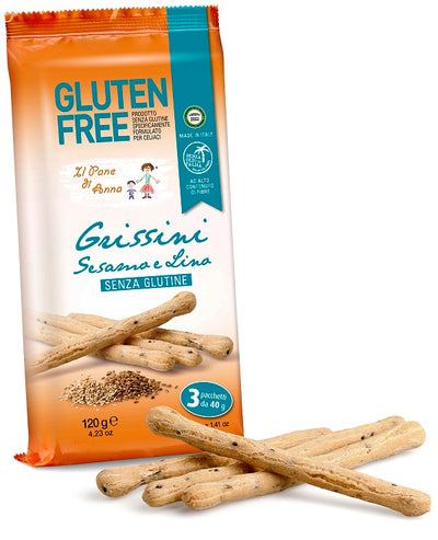IL PANE DI ANNA GRISSINI CON SESAMO E LINO SENZA LATTE 3 PEZZI X 40 G