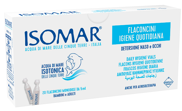 ISOMAR SOLUZIONE ISOTONICA ACQUA MARE IGIENE QUOTIDIANA 20 FLACONCINI MONODOSE 5 ML - ISOMAR SOLUZIONE ISOTONICA ACQUA MARE IGIENE QUOTIDIANA 20 FLACONCINI MONODOSE 5 ML