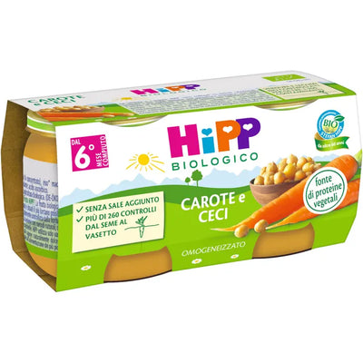 Hipp Bio Omogeneizzato Carote/Ceci 2X80 G