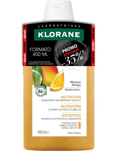 KLORANE Shampoo nutritivo & luminosità al Mango Deterge - Nutre - Apporta brillantezza 400ml Black Friday - KLORANE Shampoo nutritivo & luminosità al Mango Deterge - Nutre - Apporta brillantezza 400ml Black Friday