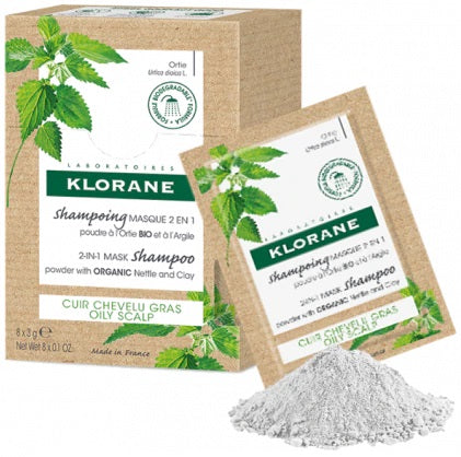 KLORANE SHAMPOO MASCHERA LAVANTE POLVERE ORTICA 8 BUSTINE 3G