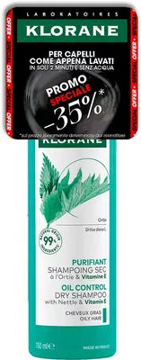 KLORANE Shampoo secco all'Ortica & Vitamina E Deterge senza acqua 150ml Black Friday - KLORANE Shampoo secco all'Ortica & Vitamina E Deterge senza acqua 150ml Black Friday