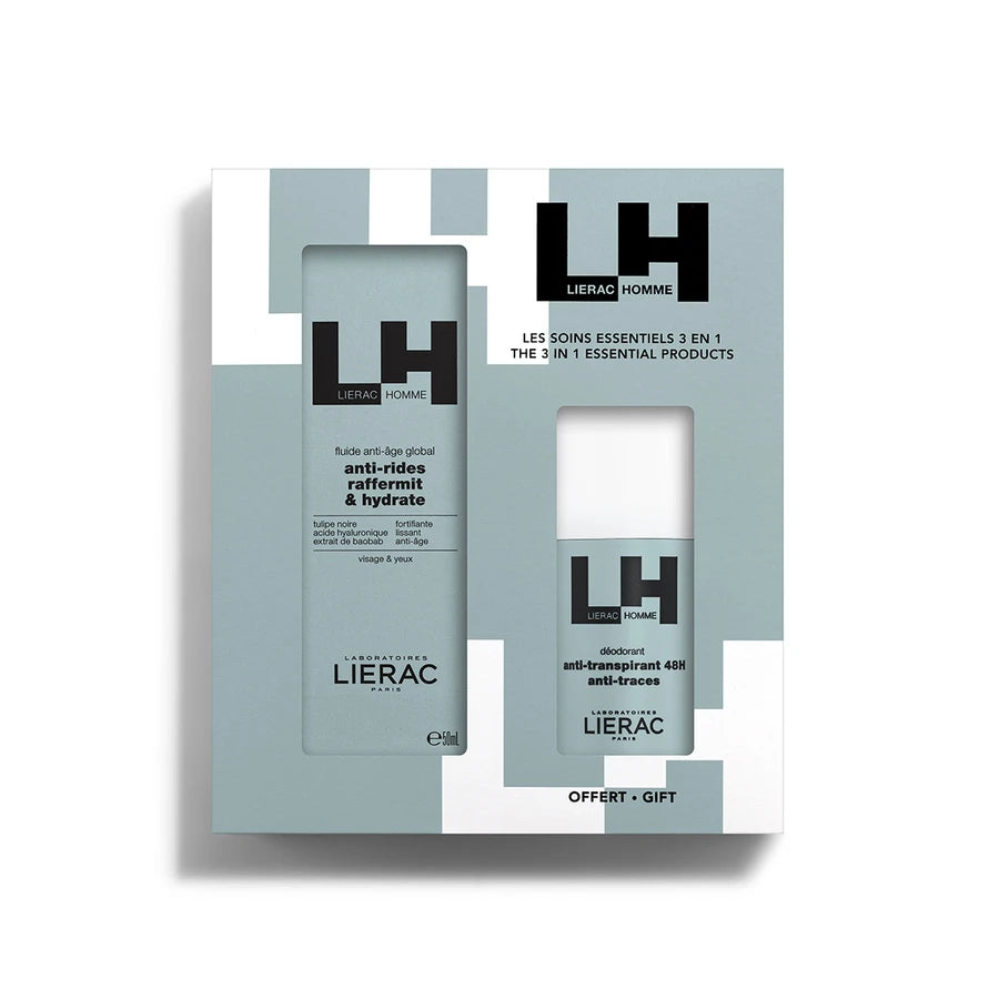 Lierac Homme Cofanetto Fluido Anti-Età Globale + Deodorante Leviga - Rassoda - Idrata