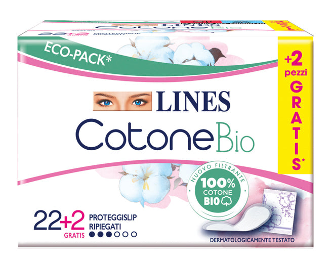 Lines Cotone Bio Salvaslip Ripiegati 24 Pezzi - Lines Cotone Bio Salvaslip Ripiegati 24 Pezzi