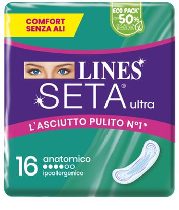 LINES SETA ULTRA ASSORBENTI ANATOMICO CP 16 PEZZI - LINES SETA ULTRA ASSORBENTI ANATOMICO CP 16 PEZZI
