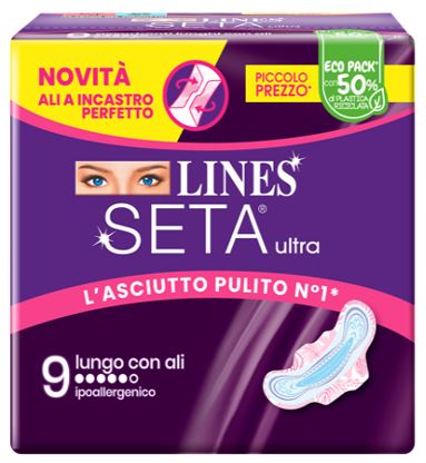 Lines Seta Ultra Assorbenti Lungo Ali Dwct 9 Pezzi - Lines Seta Ultra Assorbenti Lungo Ali Dwct 9 Pezzi