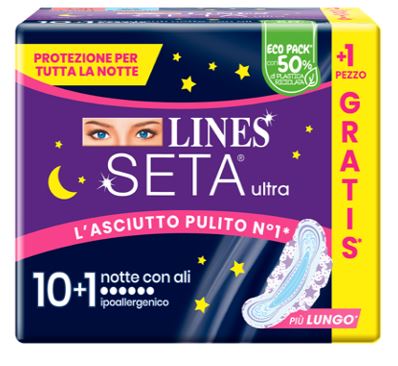 LINES SETA ULTRA ASSORBENTI NOTTE CP 10+1 PEZZI - LINES SETA ULTRA ASSORBENTI NOTTE CP 10+1 PEZZI