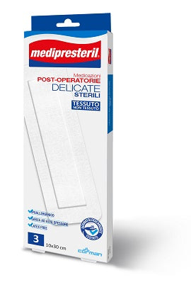 MEDICAZIONE POST OPERATORIA MEDIPRESETERIL DELICATA TNT 10X30CM 3 PEZZI - MEDICAZIONE POST OPERATORIA MEDIPRESETERIL DELICATA TNT 10X30CM 3 PEZZI