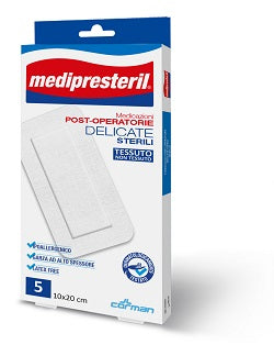 MEDICAZIONE POST OPERATORIA MEDIPRESTERIL DELICATA TNT 10X20CM 5 PEZZI - MEDICAZIONE POST OPERATORIA MEDIPRESTERIL DELICATA TNT 10X20CM 5 PEZZI