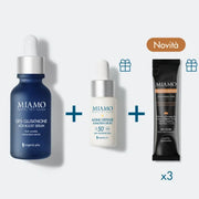 MIAMO Protocollo AntiOx Boost & Protect GF5-Glutathione Aox Booster Serum 30 ml + Aging Defense Sunscreen Drops SPF 50+ 10ml + Skin Defense Integratore 3 bustine