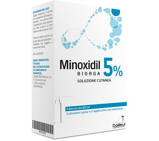 MINOXIDIL BIORGA (LABORATOIRES BAILLEUL)*soluz cutanea 3 flaconi 60 ml 5%