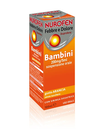 Nurofen Febbre E Dolore Bambini 200mg/5ml Sospensione Orale Arancia 100ml Senza Zucchero - Nurofen Febbre E Dolore Bambini 200mg/5ml Sospensione Orale Arancia 100ml Senza Zucchero