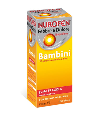 Nurofen Febbre Dolore Bambini 100mg/5ml Fragola 150ml Senza Zucchero