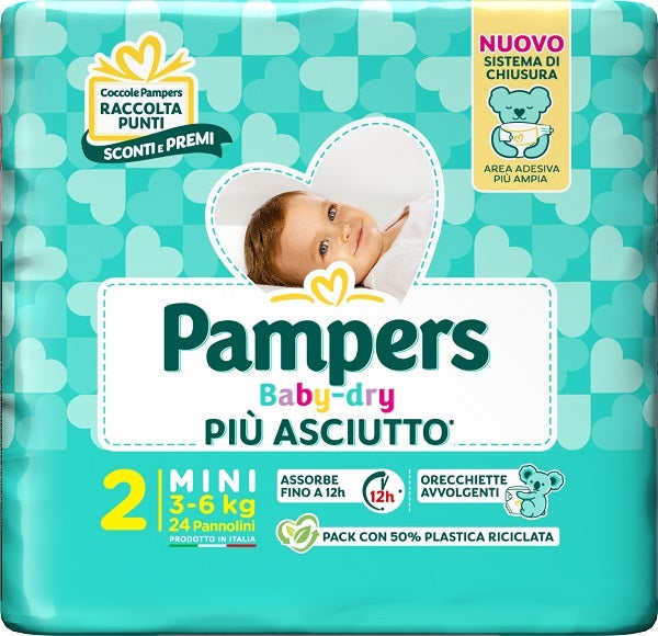 PAMPERS BABY DRY PANNOLINO DOWNCOUNT MINI 24 PEZZI - PAMPERS BABY DRY PANNOLINO DOWNCOUNT MINI 24 PEZZI