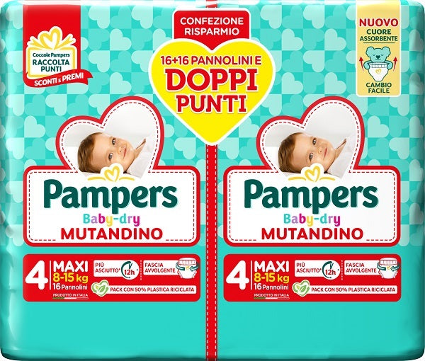 PAMPERS BABY DRY PANNOLINO MUTANDINA MAXI DUO DOWNCOUNT 32 PEZZI - PAMPERS BABY DRY PANNOLINO MUTANDINA MAXI DUO DOWNCOUNT 32 PEZZI