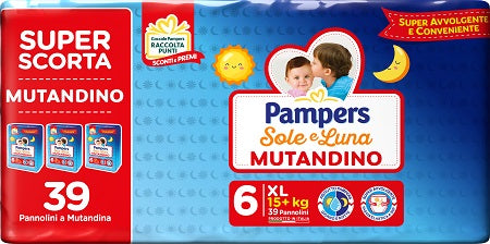 PAMPERS SOLE LUNA MUTANDINA TRIO XL 39 PEZZI - PAMPERS SOLE LUNA MUTANDINA TRIO XL 39 PEZZI