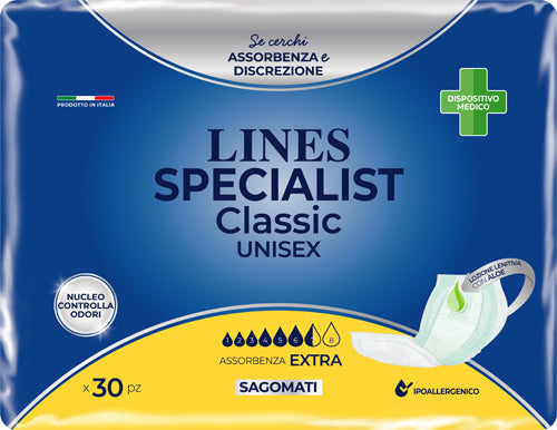 PANNOLONE LINES SPECIALIST CLASSIC SAGOMATO EXTRA 30 PEZZI - PANNOLONE LINES SPECIALIST CLASSIC SAGOMATO EXTRA 30 PEZZI