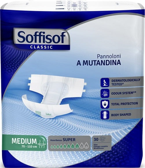 PANNOLONE MUTANDINA SOFFISOF CLASSIC SUPER M 30 PEZZI - PANNOLONE MUTANDINA SOFFISOF CLASSIC SUPER M 30 PEZZI