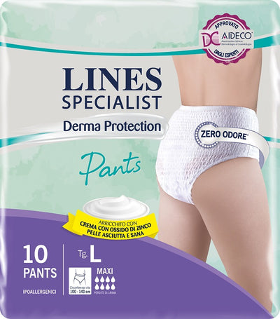 Pannolone Per Incontinenza Lines Specialist Derma Pants Maxil 10 Pezzi