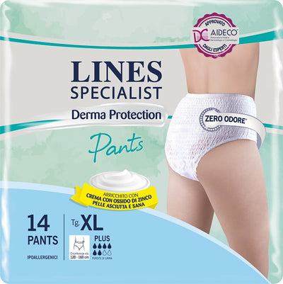 Pannolone Per Incontinenza Lines Specialist Derma Pants Plusxl 14 Pezzi