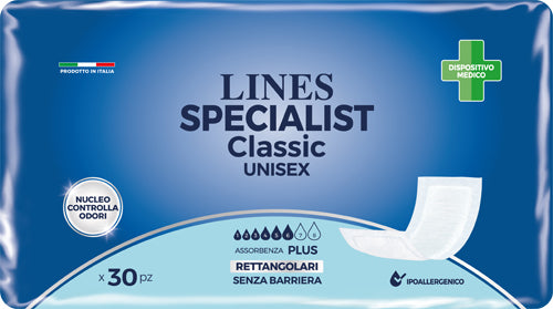 PANNOLONE RETTANGOLARE LINES SPECIALIST CLASSIC SENZA BARRIERA 30 PEZZI - PANNOLONE RETTANGOLARE LINES SPECIALIST CLASSIC SENZA BARRIERA 30 PEZZI