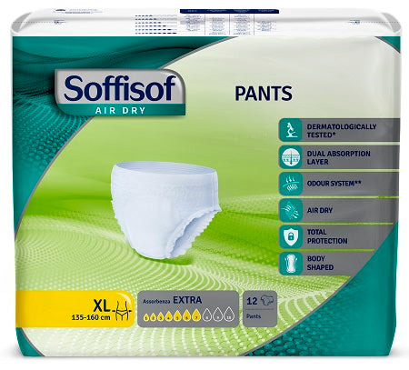 PANNOLONE SOFFISOF AIR DRY PANTS EXTRA EXTRA LARGE 12 PEZZI - PANNOLONE SOFFISOF AIR DRY PANTS EXTRA EXTRA LARGE 12 PEZZI