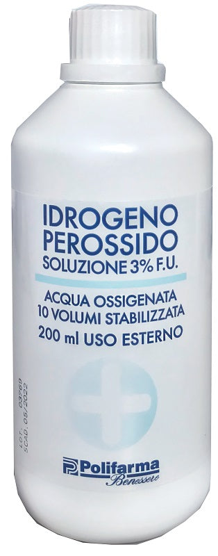 PEROSSIDO IDROGENO 3% 200 ML ACQUA OSSIGENATA 10 VOLUMI STABILIZZATA - PEROSSIDO IDROGENO 3% 200 ML ACQUA OSSIGENATA 10 VOLUMI STABILIZZATA