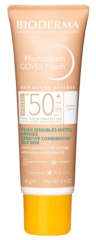 BIODERMA Photoderm COVER Touch Mineral Claire SPF50+ Crema Solare Viso Colorata Coprente - Colore Chiaro  40 ML