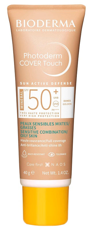 BIODERMA Photoderm COVER Touch Mineral Doré SPF50+ Crema viso solare colorata dorata coprente 40 ML