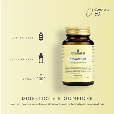 Phyto Gonfiore 60cpr Il rimedio naturale al gonfiore addominale - Lab.Pavaglione