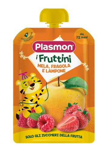 PLASMON I FRUTTINI MELA FRAGOLA E LAMPONE 130 G - PLASMON I FRUTTINI MELA FRAGOLA E LAMPONE 130 G