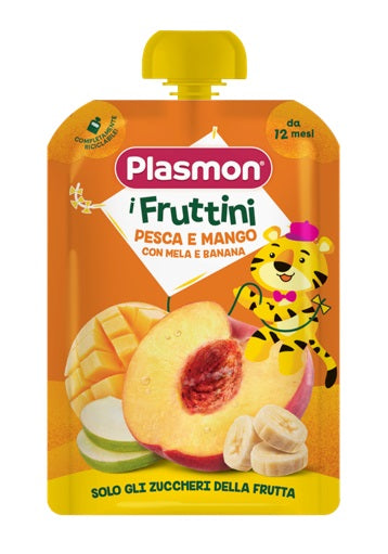 PLASMON I FRUTTINI PESCA E MANGO CON MELA E BANANA 130 G - PLASMON I FRUTTINI PESCA E MANGO CON MELA E BANANA 130 G