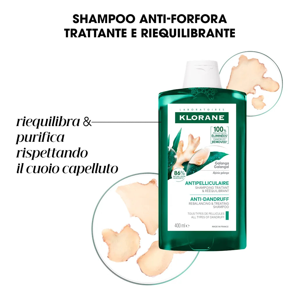 Klorane Anti-forfora Shampoo Trattante E Riequilibrante Alla Galanga Forfora Secca E Grassa 400ml