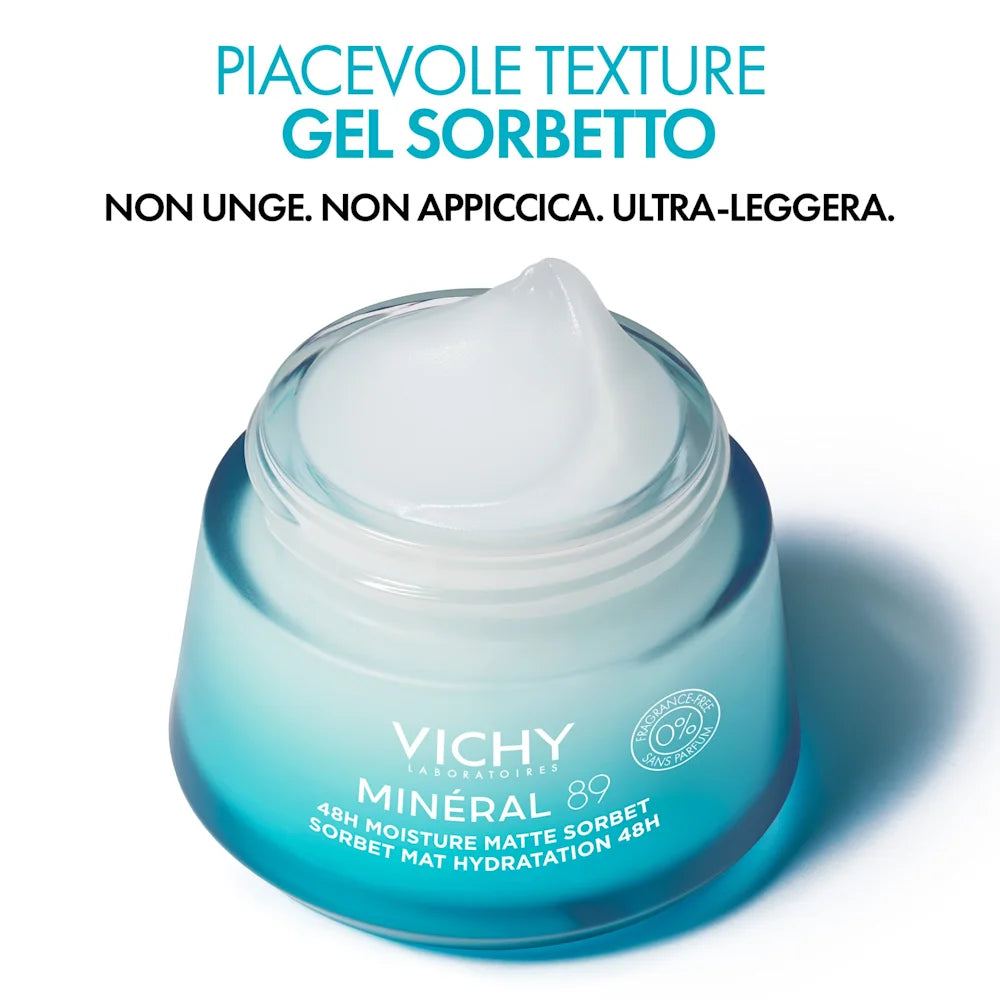 Vichy Minéral 89 Gel Sorbetto Idratante Effetto Mat 48h 50ml - Vichy Minéral 89 Gel Sorbetto Idratante Effetto Mat 48h 50ml