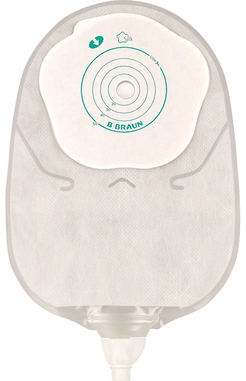SACCA UROSTOMIA MONO PEZZO CON PROTETTORE CUTANEO E ADESIVOMICROPOROSO CON RUBINETO E VALVOLA ANTIREFLUSSO SILK MISURA12/55MM 30 PEZZI FLEXIMA URO