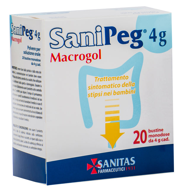 SANIPEG MACROGOL POLVERE PER SOLUZIONE ORALE 20 BUSTINE DA 4G