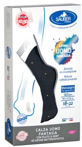 SAUBER CALZA UOMO FANTASIA Q-SKIN 140 DEN BLU POIS GIALLI TAGLIA P PROMO