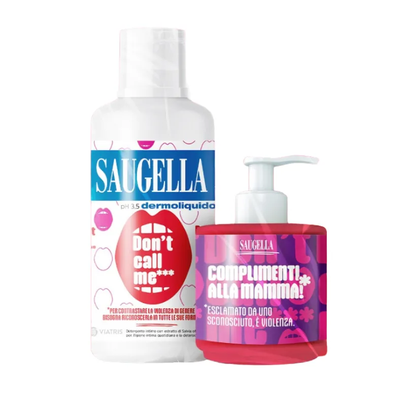 SAUGELLA BUNDLE DERMOLIQUIDO DON'T CALL ME 1 SAUGELLA DERMOLIQUIDO 500 ML CON ETICHETTA EDIZIONE LIMITATA + 1 MINISIZE SAMPLE CON PUMP 100 ML