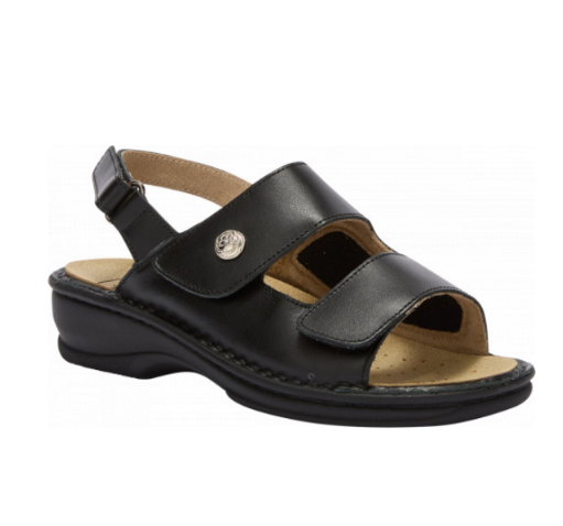 CALZATURA ORTOPEDICA EMILIA ELASTIC SANDAL LEATHER TRIS W BLACK 37