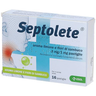 SEPTOLETE*16 pastiglie 3 mg + 1 mg aroma limone e fiori di sambuco