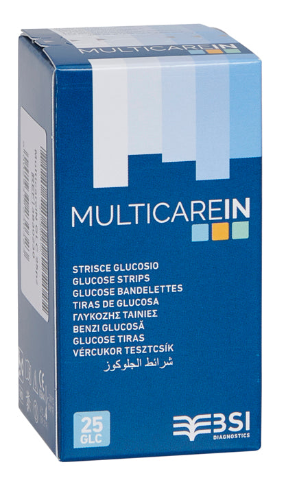 STRISCE MISURAZIONE GLICEMIA MULTICARE IN GLUCOSIO ELETTRODO25 PEZZI