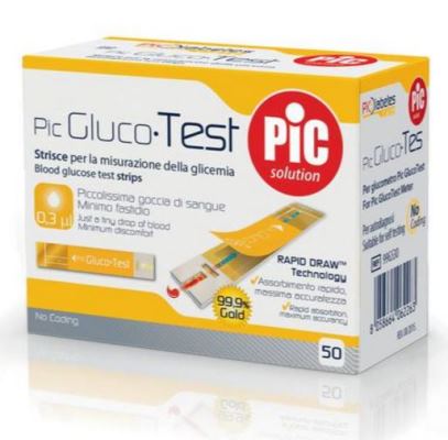 STRISCE MISURAZIONE GLICEMIA PIC GLUCOTEST 50 PEZZI - STRISCE MISURAZIONE GLICEMIA PIC GLUCOTEST 50 PEZZI